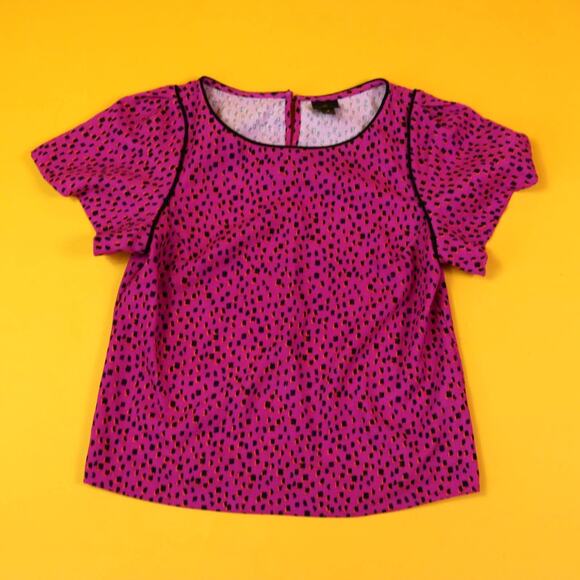Patterned Pink Short Sleeve Blouse, S - Picture 1 of 4